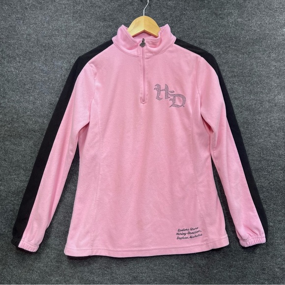 Harley-Davidson Tops - Harley Davidson Women’s Pink Fleece Quarter-Zip Pullover Size M